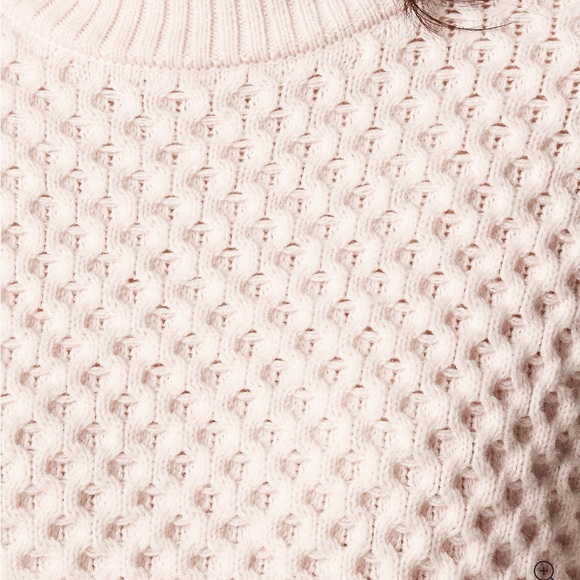 J crew pale pink Honeycomb mockneck sweater in wool blend - Picture 3 of 5